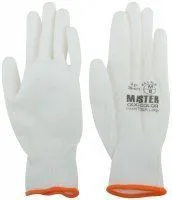 Перчатки белые полиэстр Master Color, с обливкой из полиуретана, размер М/8