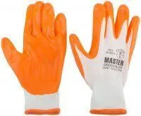 Перчатки белые полиэстр Master Color, с обливкой из нитрила, размер M/8